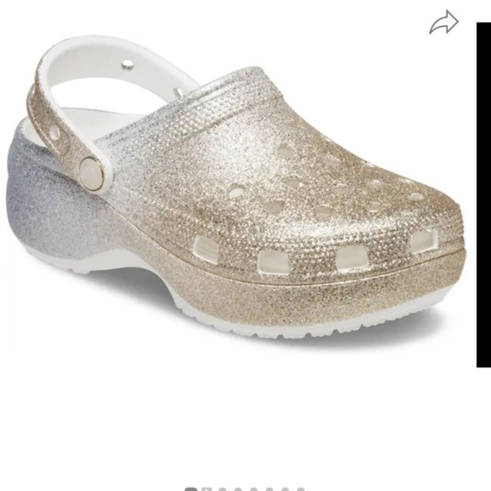 Crocs Classic Platform Ombre Glitter Clogs Gold Silver Size 7
